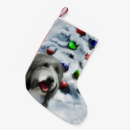 Gedekte Collie Kerstmis Kleine Kerstsok (Voorkant (Hangend))