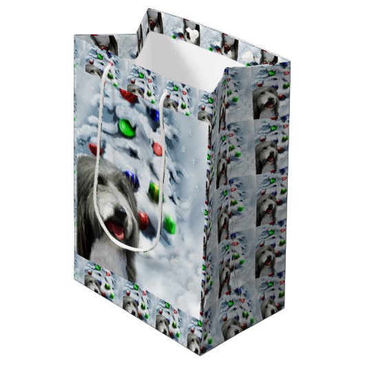 Gedekte Collie Kerstmis Medium Cadeauzakje (Voorkant Gekanteld)