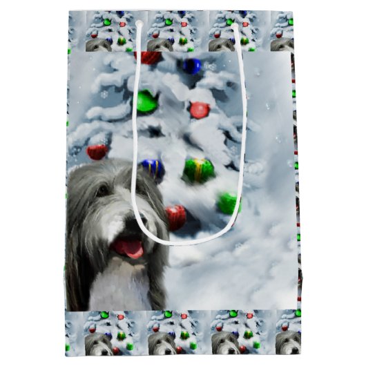 Gedekte Collie Kerstmis Medium Cadeauzakje (Achterkant)