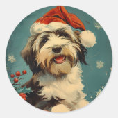 Gedekte Collie Kerstmis Ronde Sticker (Voorkant)