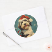 Gedekte Collie Kerstmis Ronde Sticker (Envelop)