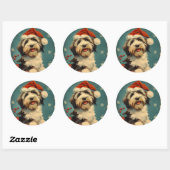 Gedekte Collie Kerstmis Ronde Sticker (Vel)