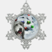 Gedekte Collie Kerstmis Tin Sneeuwvlok Ornament (Voorkant)
