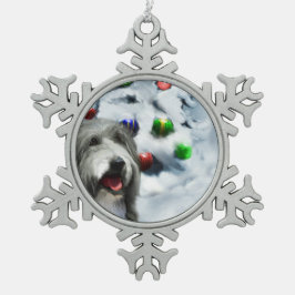 Gedekte Collie Kerstmis Tin Sneeuwvlok Ornament