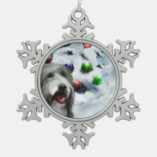 Gedekte Collie Kerstmis Tin Sneeuwvlok Ornament (Voorkant)