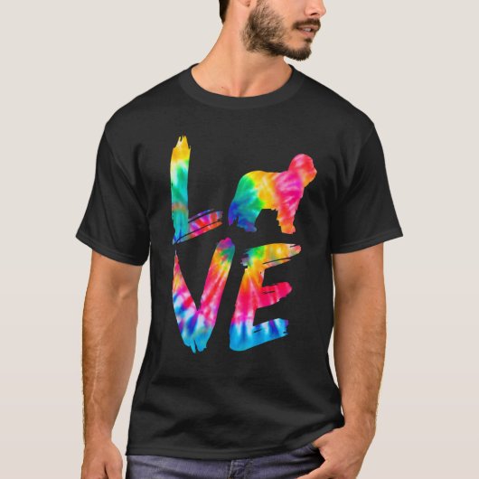 Gedekte Collie Tie Dye Love Dog Mam T-shirt (Voorkant)
