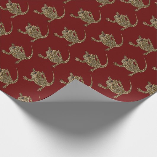 Gedekte draak cadeaupapier (Hoek)