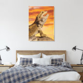 Gedekte draak (Pogona Vitticeps) op de steen Canvas Afdruk (Insitu (Slaapkamer))