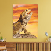 Gedekte draak (Pogona Vitticeps) op de steen Canvas Afdruk (Insitu (Woonkamer))