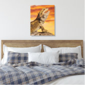 Gedekte draak (Pogona Vitticeps) op de steen Canvas Afdruk (Insitu (Slaapkamer))