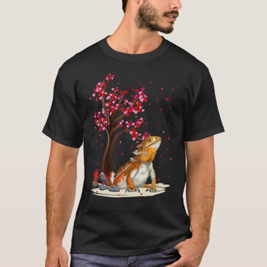 Gedekte dragon Lover Heart Tree Bearded Dragon Val T-shirt (Voorkant)