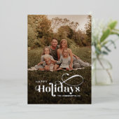 Gedekte familie foto's Snowflakes, kerstzilver Folie Feestdagenkaart (Staand Voorkant)