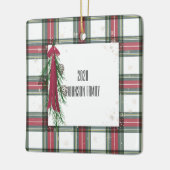 Gedekte gepersonaliseerde kerstkeramische versieri keramisch ornament (Links)