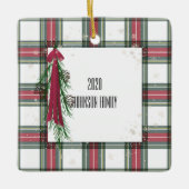 Gedekte gepersonaliseerde kerstkeramische versieri keramisch ornament (Voorkant)