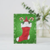 Gedekte gnoom in kerstmis met groene kruipers briefkaart (Staand voorkant)