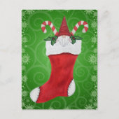 Gedekte gnoom in kerstmis met groene kruipers briefkaart (Voorkant)