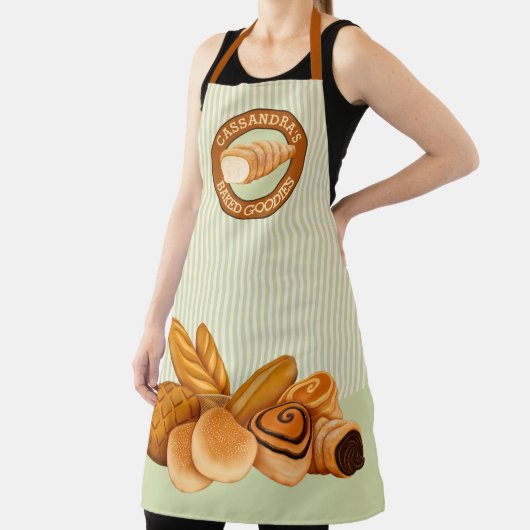 Gedekte Goodies Pastry Bread Baker Green Stripe Schort (Insitu)