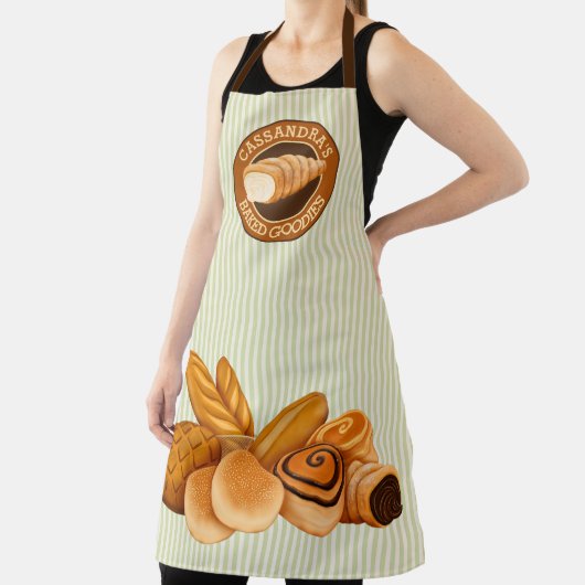 Gedekte Goodies Pastry Bread Baker Green Stripe Schort (Insitu)
