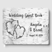 Gedekte harten Boom Bark Guest Book Gastenboek (Voorkant)