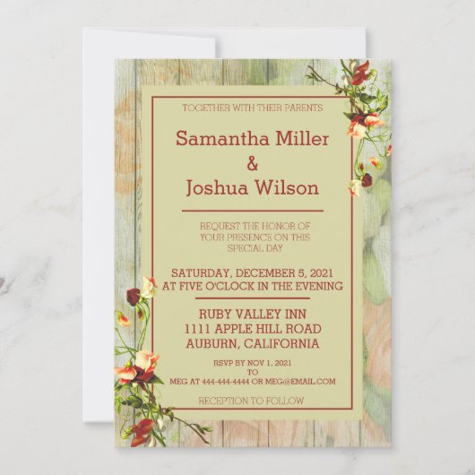 Gedekte hek met lentevloerbruiloft kaart (Voorkant)