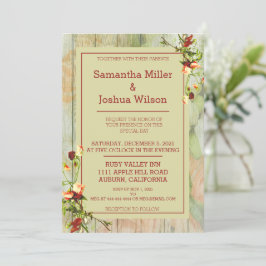 Gedekte hek met lentevloerbruiloft kaart