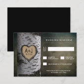 Gedekte Initialen - vogelboom - RSVP-kaarten RSVP Kaartje (Voorkant / Achterkant)