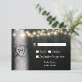 Gedekte Initialen - vogelboom - RSVP-kaarten RSVP Kaartje (Staand voorkant)