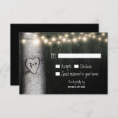 Gedekte Initialen - vogelboom - RSVP-kaarten RSVP Kaartje (Voorkant / Achterkant)