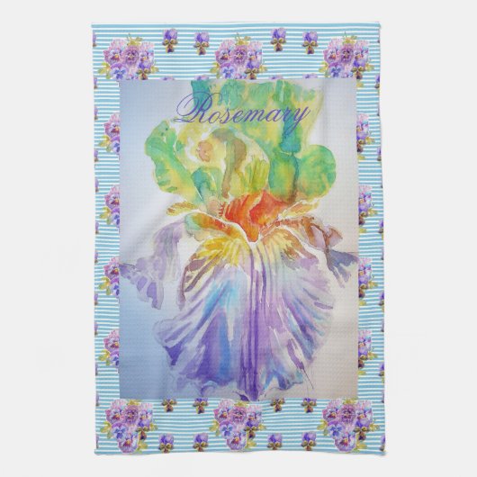Gedekte Iris Paarse Waterverf Womans Tea Towel Theedoek (Verticaal)