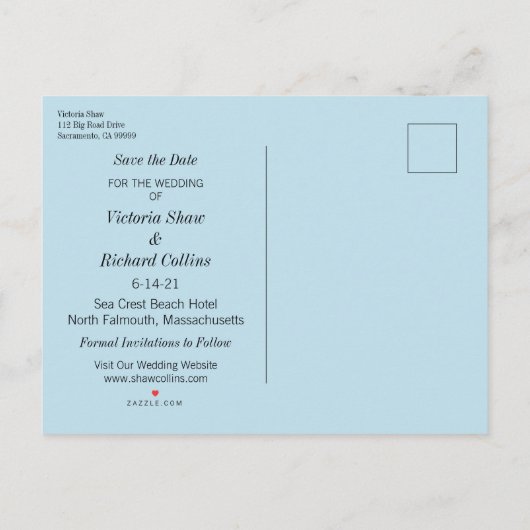 Gedekte kant sparen de Datum Aankondigingskaart (Achterkant)