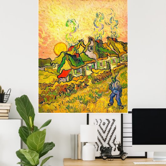 Gedekte katten in de zon (van Gogh) Poster (Thuiskantoor)