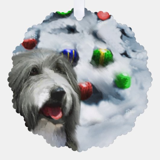 Gedekte kerstcadeautjes voor Collie Ornament Kaart (Voorkant)