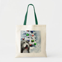 Gedekte kerstcadeautjes voor Collie Tote Bag