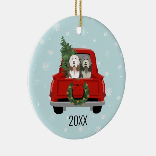 Gedekte kerstmis met Collie Keramisch Ornament (Rechts)