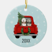 Gedekte kerstmis met Collie Keramisch Ornament (Voorkant)