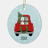 Gedekte kerstmis met Collie Keramisch Ornament (Links)