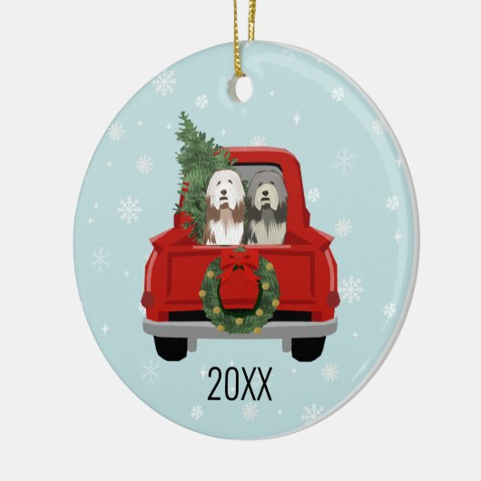 Gedekte kerstmis met Collie Keramisch Ornament (Links)