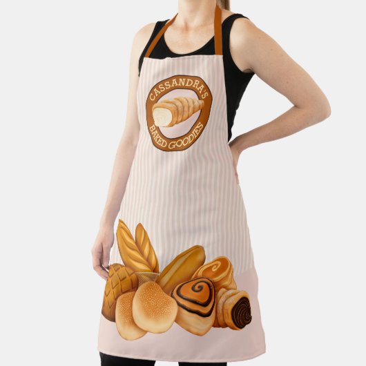 Gedekte koekjes, gebak, Logo, roze strepen Schort (Insitu)