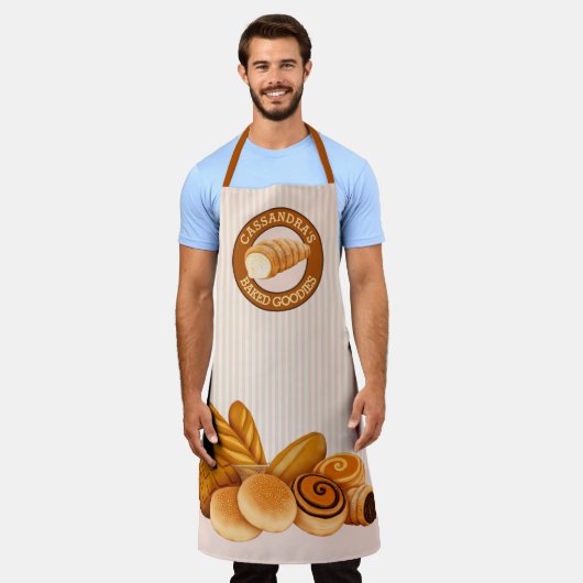 Gedekte koekjes, gebak, Logo, roze strepen Schort (Gedragen)