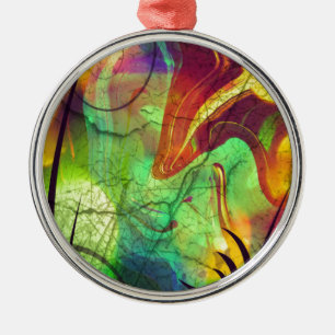 Gedekte nevel — Vuuroptische Abstract Metalen Ornament