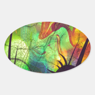 Gedekte nevel — Vuuroptische Abstract Ovale Sticker