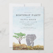 Gedekte olifant Verblijf Wild Safari Birthday Part Kaart (Voorkant)