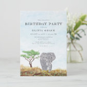Gedekte olifant Verblijf Wild Safari Birthday Part Kaart (Staand voorkant)