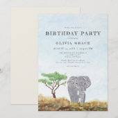 Gedekte olifant Verblijf Wild Safari Birthday Part Kaart (Voorkant / Achterkant)