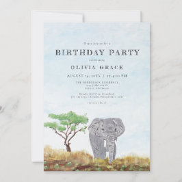 Gedekte olifant Verblijf Wild Safari Birthday Part Kaart