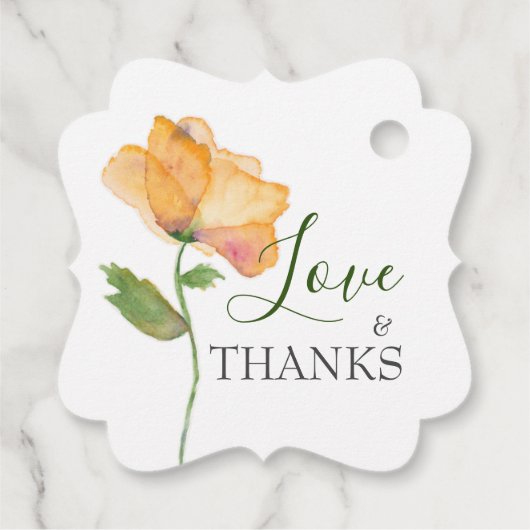 Gedekte Oranje Waterverf bloemen Labels (Achterkant)