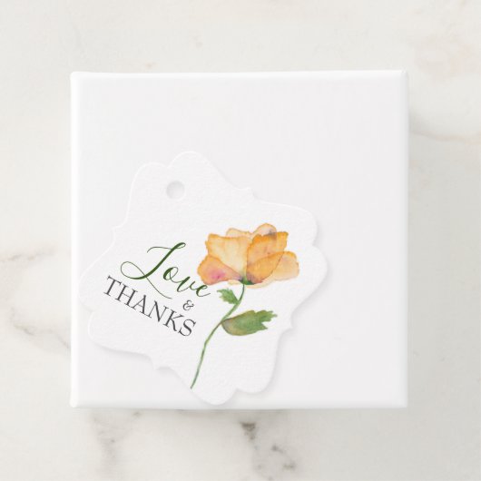 Gedekte Oranje Waterverf bloemen Labels (In situ)