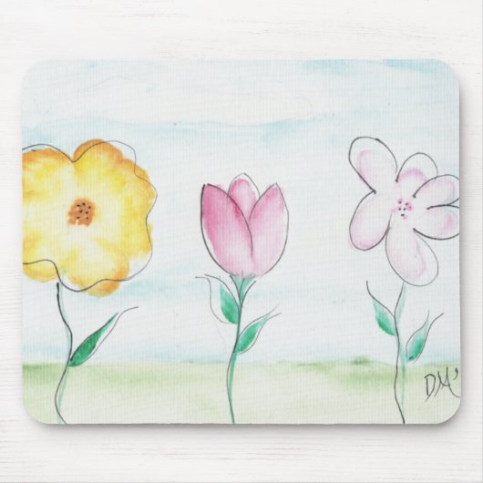 Gedekte primitieve bloemen muismat (Voorkant)