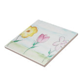 Gedekte primitieve bloemen tegeltje (Zijkant)