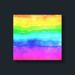 Gedekte regenboog canvas afdruk<br><div class="desc">Dit ontwerp is voorzien van een kinderachtig schilderij van een regenboog in verschillende heldere kleuren. Het zal een glimlach op zelfs het dichtstbijzijnde gezicht zetten!</div>